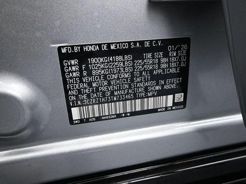 Solar Silver Metallic 2026 Honda HR-V EX-L