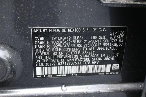 Modern Steel Metallic 2026 Honda HR-V LX