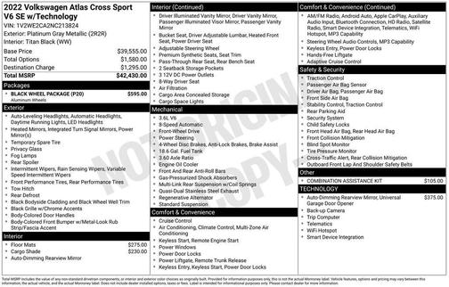 2022 Volkswagen Atlas Cross Sport 3.6L V6 SE w/Technology