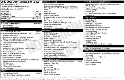 Mineral White Metallic 2025 BMW 530 xDrive