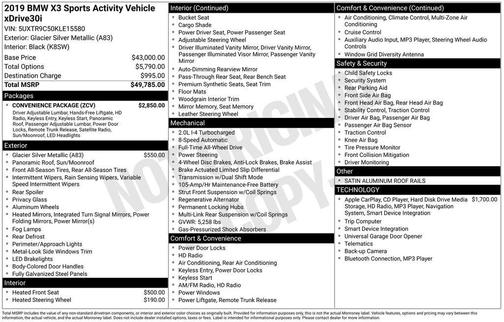 Glacier Silver Metallic 2019 BMW X3 xDrive30i