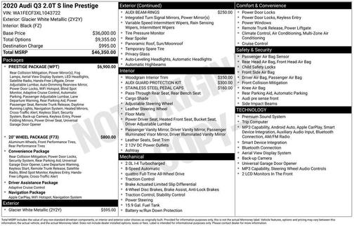 Glacier White 2020 Audi Q3 45 S line Prestige