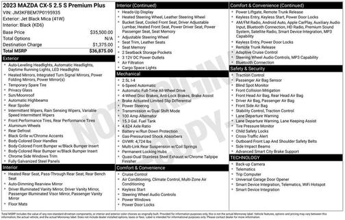 Jet Black Mica 2023 Mazda CX-5 2.5 S Premium Plus Package