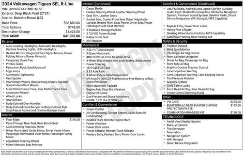 Deep Black 2024 Volkswagen Tiguan 2.0T SEL R-Line 4MOTION