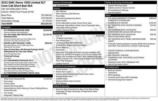 White Frost Tricoat 2022 GMC Sierra 1500 SLT