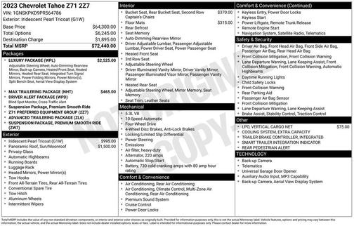 Iridescent Pearl Tricoat 2023 Chevrolet Tahoe 4WD Z71