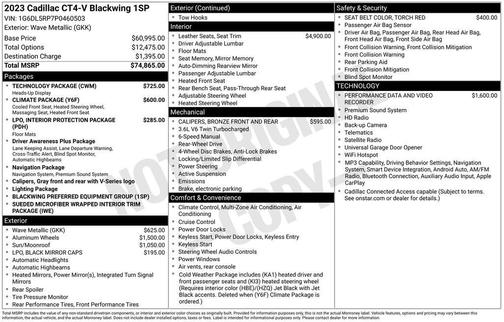 Wave Metallic 2023 Cadillac CT4-V V-Series Blackwing