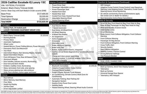 Black Cherry Tintcoat 2026 Cadillac Escalade IQ Luxury