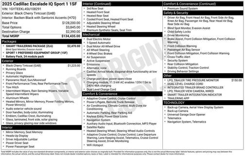 Black Cherry Tintcoat 2025 Cadillac Escalade IQ Sport 1
