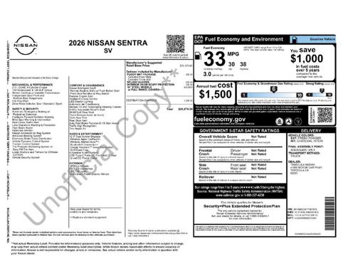 Cloud White 2026 Nissan Sentra SV