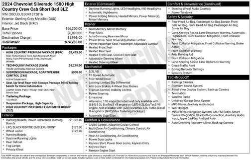 Sterling Gray Metallic 2024 Chevrolet Silverado 1500 High Country