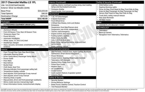 2017 Chevrolet Malibu 1LS