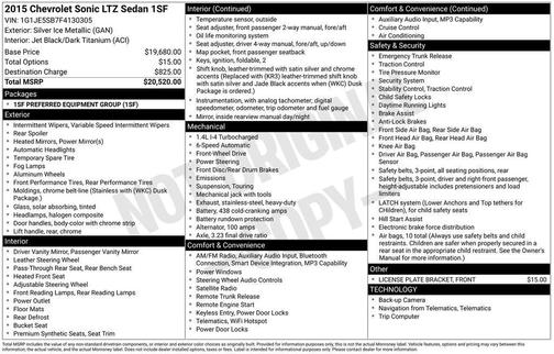 2015 Chevrolet Sonic LTZ