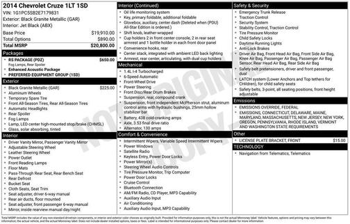 2014 Chevrolet Cruze 1LT