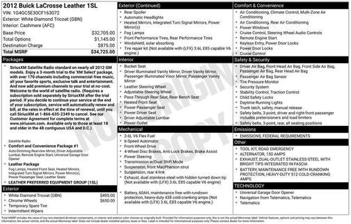 2012 Buick LaCrosse Leather