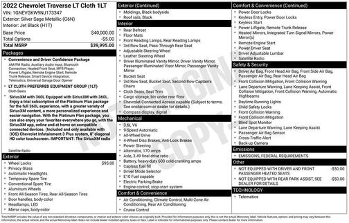 2022 Chevrolet Traverse LT Cloth