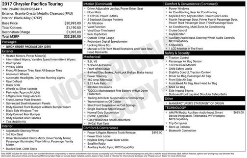 2017 Chrysler Pacifica Touring