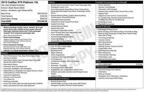 2015 Cadillac XTS Vsport Platinum