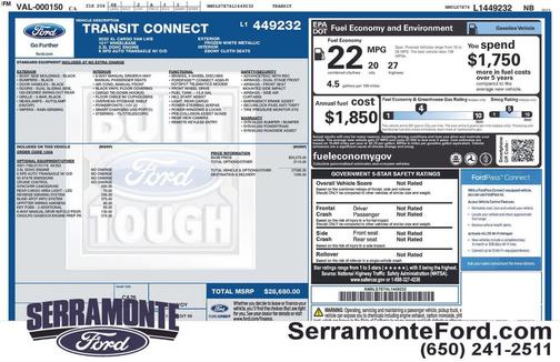 Frozen White 2020 Ford Transit Connect XL Cargo Van