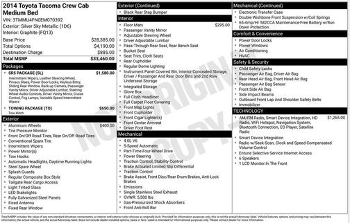 Silver Sky 2014 Toyota Tacoma Base