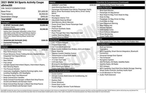 Black Sapphire Metallic 2021 BMW X4 xDrive30i