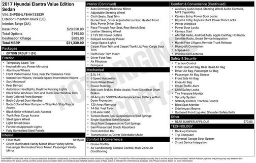 2017 Hyundai ELANTRA Value Edition