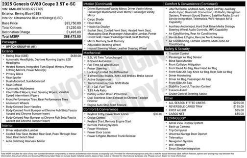 2025 Genesis GV80 Coupe 3.5T e-SC