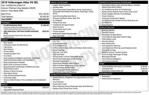 2018 Volkswagen Atlas 3.6L SEL