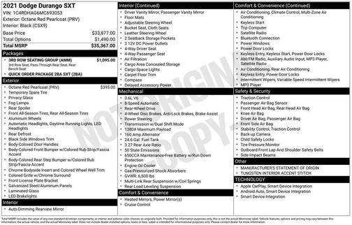 2021 Dodge Durango SXT RWD