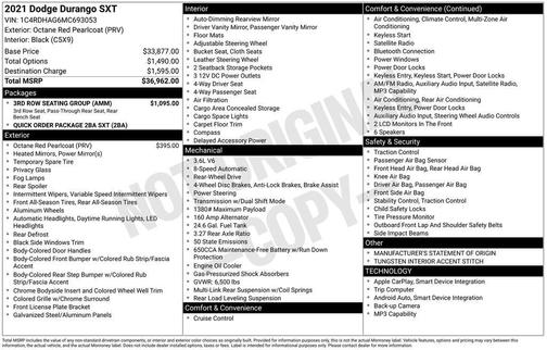 2021 Dodge Durango SXT RWD