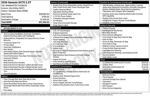 2026 Genesis GV70 2.5T