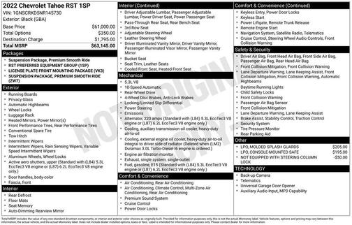 Black 2022 Chevrolet Tahoe 2WD RST