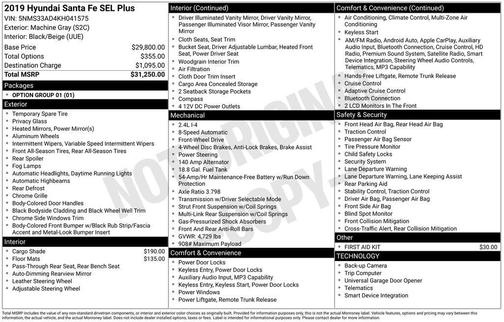 2019 Hyundai SANTA FE SEL Plus 2.4