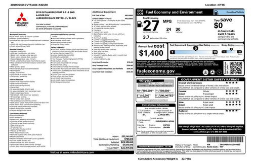 2019 Mitsubishi Outlander Sport 2.0 LE
