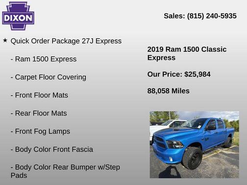 Hydro Blue Pearlcoat 2019 RAM 1500 Express