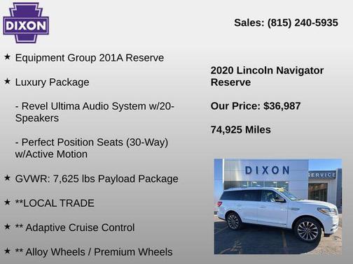 Pristine White 2020 Lincoln Navigator Reserve