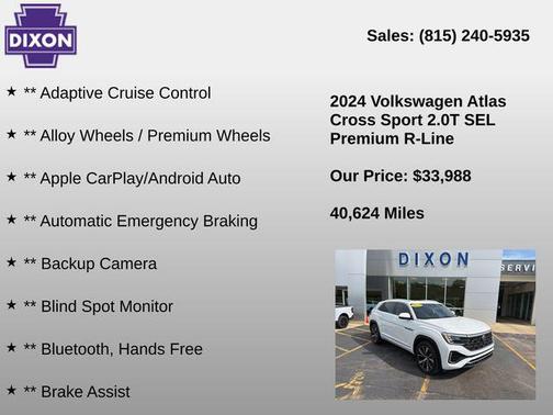 Opal White Pearl 2024 Volkswagen Atlas Cross Sport 2.0T SEL Premium