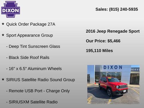 Colorado Red 2016 Jeep Renegade Sport