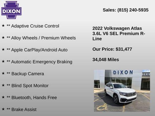 White 2022 Volkswagen Atlas 3.6L SEL Premium