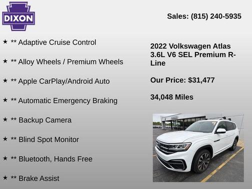 White 2022 Volkswagen Atlas 3.6L SEL Premium
