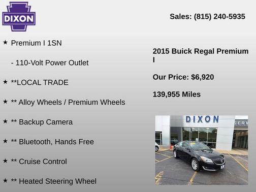 Black Onyx 2015 Buick Regal Turbo/e-Assist Premium I