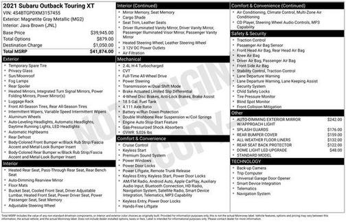 Magnetite Gray Metallic 2021 Subaru Outback Touring XT