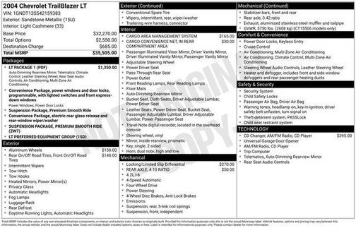 Sandstone Metallic 2004 Chevrolet Trailblazer LT