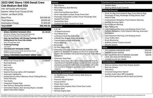 White Frost Tri-Coat 2023 GMC Sierra 1500 Denali