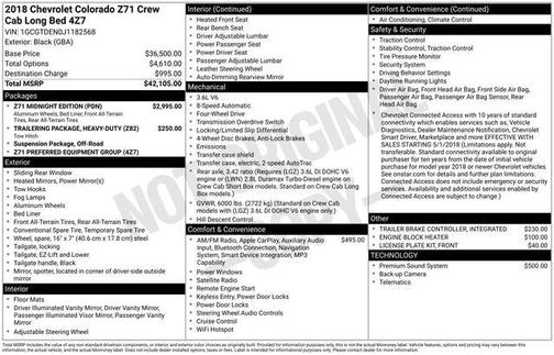 Black 2018 Chevrolet Colorado Z71