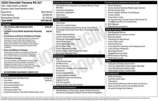 Satin Steel Metallic 2020 Chevrolet Traverse RS