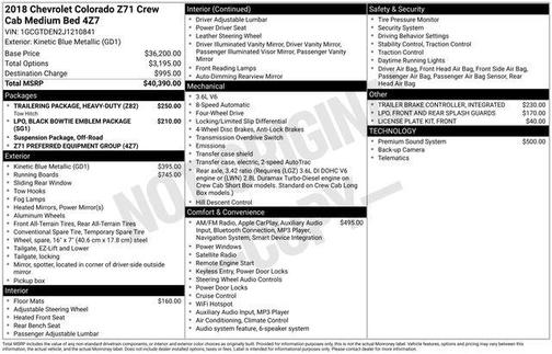 Kinetic Blue 2018 Chevrolet Colorado Z71