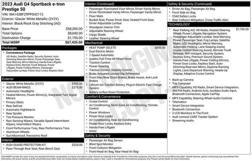 Glacier White Metallic 2023 Audi Q4 e-tron 50 Prestige