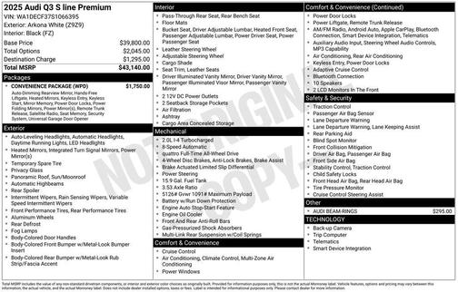 Arkona White 2025 Audi Q3 45 S line Premium