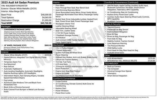 Glacier White Metallic 2023 Audi A4 40 Premium
